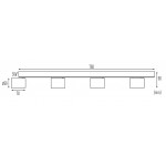 Foco superficie base lineal basculante y orientable Blanco para 4 Lámparas GU10