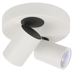 Foco superficie base redonda basculante y orientable Blanco para 2 Lámparas GU10