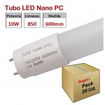 Tubo LED T8 600mm Nano PC Eco 10W, conexión 1 lado, Caja de 20 ud x 3,00€ ud.