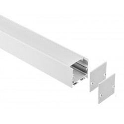 Perfil Aluminio anodizado Blanco Superficie Colgar 35x35mm. para tiras LED, barra 2 Metros -completo-