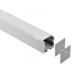 Perfil Aluminio anodizado Plata Superficie Colgar 35x35mm. para tiras LED, barra 2 Metros -completo-