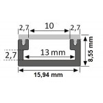 Perfil Superficie aluminio anodizado ECO 16x9mm para tiras LED - Completo -