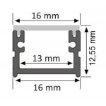 Perfil Superficie aluminio anodizado ECO 16x13mm para tiras LED - Completo -