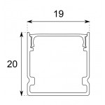 Perfil superficie aluminio Negro U 19x20mm para tiras LED, barra 2 Metros
