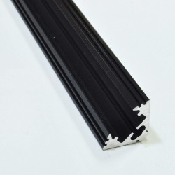Perfil Angulo aluminio anodizado Negro 45º 19x19mm para tiras LED, barra 2 Metros