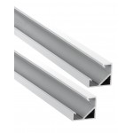Perfil Aluminio anodizado Angulo Blanco 18x18mm. BASIC para tiras LED, 6mts (2 tramos de 3 Metros)