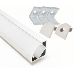 Perfil Aluminio anodizado Angulo Blanco 18x18mm. para tiras LED, barra 2 Metros -completo- (a 13,50€/mt.)