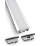 Perfil Aluminio Empotrar 24x7mm. para tiras LED, barra 3 Metros -completo-