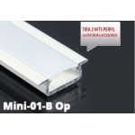 Perfil Aluminio Empotrar 20,5x7mm. para tiras LED, barra 2 metros -completo- (a 4,95€/mt)
