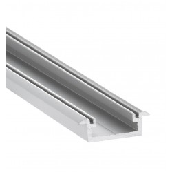 Perfil empotrar aluminio anodizado 21x8mm para tiras LED, barra 2 Metros