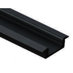 Perfil Aluminio Empotrar LINE Negro 24x7mm. para tiras LED, barra 3 Metros