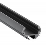 Perfil Aluminio anodizado Redondo 21x17mm. para tiras LED, barra 2 Metros -completo- (a 13,00€/mt.) Acabado Plata