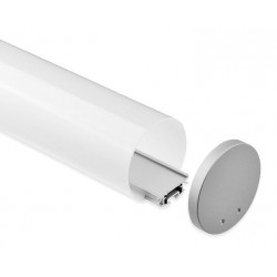 Perfil Aluminio anodizado Eco con difusor Redondo 60mm. para tiras LED, barra 2 Metros - completo, desde 14,50€/mt