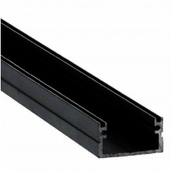 Perfil superficie aluminio anodizado Negro 20x11mm para tiras LED, barra 2 Metros