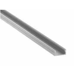 Perfil Aluminio Anodizado Superficie Plata 17x8mm. para tiras LED, barra de 2 Metros