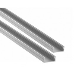 Perfil Aluminio Anodizado Superficie Plata 17x8mm. para tiras LED, 6mts (2 tramos de 3 Metros)