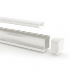 Perfil Aluminio Superficie Blanco 17x15mm. para tiras LED, barra de 2 Metros - completo- (a 11,50€/mt)