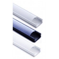 Perfil Aluminio Superficie ECO4 17x7mm. para tiras LED, barra de 2 Metros -completo- Plata, Blanco ó Negro (a 2,95€/m)