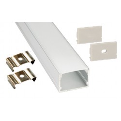 Perfil Aluminio Superficie 30x20mm. para tiras LED, barra 2 metros -Completo-