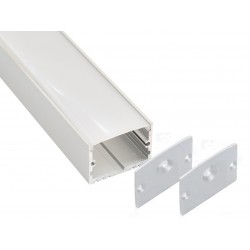 Perfil Aluminio Superficie 35,3x25mm. para tiras LED, barra 2 metros -Completo-