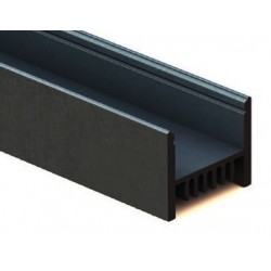 Perfil Aluminio Negro Superficie 28,6x23,4mm. para tiras LED, barra 2 metros