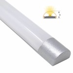 Perfil Aluminio Anodizado Superficie tapas Plata 12x8mm. para tiras LED, barra de 2 Metros -completo- (a 7,00€/m) 