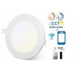 Downlight panel LED Redondo 170mm Blanco 12W SMART CCT WIFI, para Smartphone y control voz