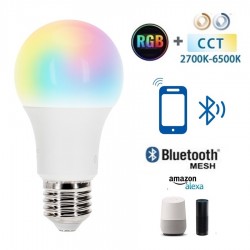Lámpara LED Standard E27 9W RGB+CCT Bluetooth, para Smartphone y control voz