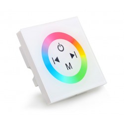 Controlador Táctil para tira LED RGB Blanco para empotrar en cajetín universal