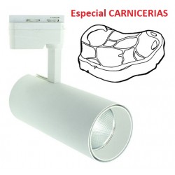 Foco Carril POLAR Monofásico Blanco LED COB 30W, especial Carnicerías