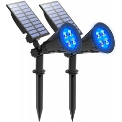 Foco LED Solar exterior jardin IP65 Luz Azul (2 Unidades)