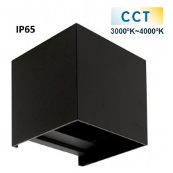 Aplique LED exterior IP65 superficie pared CUBIC 10W 1100Lm CCT Negro