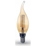 Lámpara LED Vela lisa Gold Flama E14 4W Filamento 1800ºK