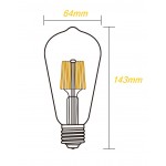 Lámpara LED Edison ST64 Gold E27 4W Filamento 1800ºK