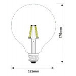 Lámpara LED Globo 125mm Clara E27 8W Filamento ZigZag 2200ºK Regulable