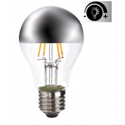 Lámpara LED Standard Clara Cupula espejo Plata E27 Filamento 7,5W 2500ºK 800lm Regulable