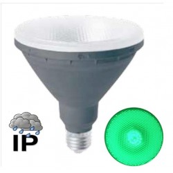 Lámpara LED PAR38 E27 15W 230V Verde IP65
