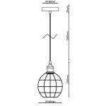 Lámpara Colgante Vintage estructura metalica redonda E27 con cable y florón