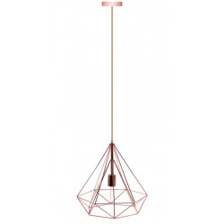Lámpara Colgante Vintage estructura metálica Oro Rosa Diamante con p/lampara E27 con cable y florón