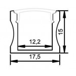 Perfil Aluminio Superficie 17x15mm. para tiras LED, barra de 3 Metros - completo-
