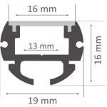 Perfil Redondo aluminio anodizado Negro 19mm para tiras LED, barra 2 Metros