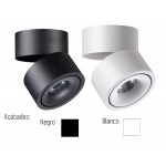 Foco LED superficie Redondo Basculante S09 12W Blanco ó Negro