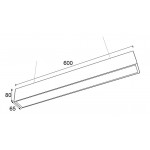 Luminaria Colgante-Superficie Aluminio Lineal SKYPROFIL LED 24W 600mm Difusor Prismático