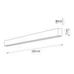Luminaria Colgante-Superficie Aluminio Lineal SKYPROFIL LED 40W 1200mm CCT Difusor Opal