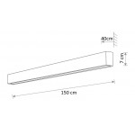 Luminaria Colgante-Superficie Aluminio Lineal SKYPROFIL LED 50W 1500mm CCT Difusor Opal
