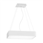 Suspensión 4 cables de 2,40mts con florón cuadrado Blanco 230mm para Plafón PFSRB48WC