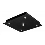 Suspensión 4 cables de 2,40mts con florón cuadrado Negro 230mm para Plafón PFSRN48WC