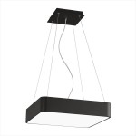 Suspensión 4 cables de 2,40mts con florón cuadrado Negro 230mm para Plafón PFSRN48WC