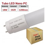 Tubo LED T8 1200mm Nano PC Eco 18W, conexión 1 lado, Caja de 20 ud x 4,50€/ud.