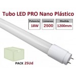 Tubo LED T8 1200mm Nano PC 18W, conexión 1 lado, Caja de 25 ud x 4,88€/ud.